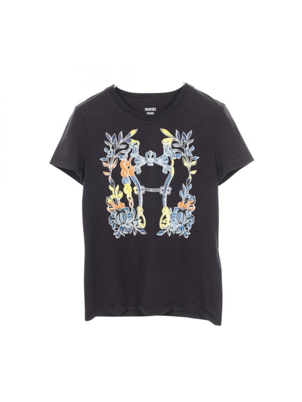 Hermes Short Sleeve T-Shirt Cartouche Della Cavalleria Black Cotton